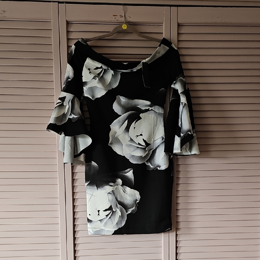 Elegant Black and White Floral Dress